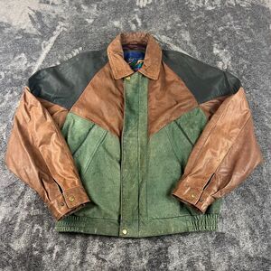 Vtg New Zealand Outback Colorblock Bomber Leather Jacket Lined Men's L Rare